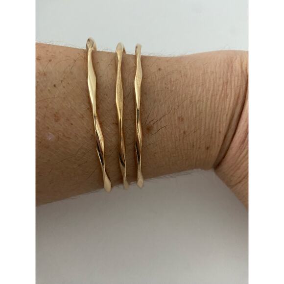 Textered open bangle bracelet set gold tone - Picture 1 of 4